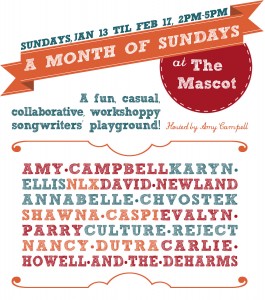 Turn on images to see a flyer for "A Month of Sundays at The Mascot"